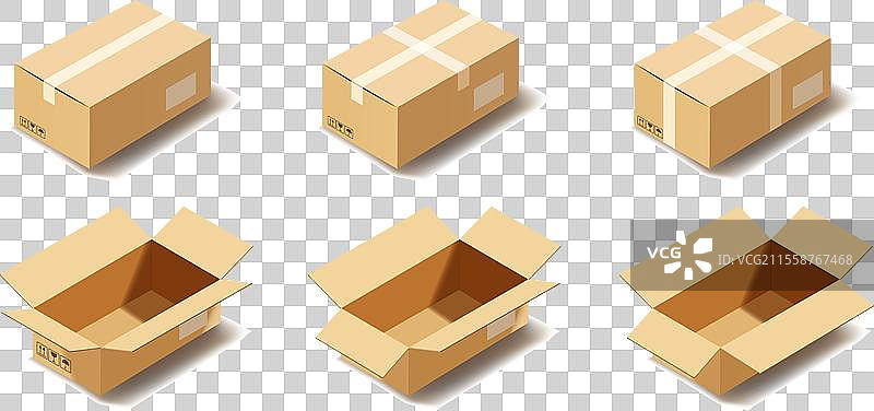 逼真的开合纸箱模型图片素材