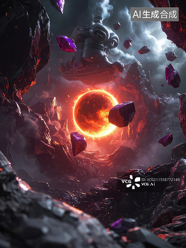 【AI数字艺术】暗红血月雾3D渲染宇宙背景、铁锈光晕科幻暗黑壁纸图片素材