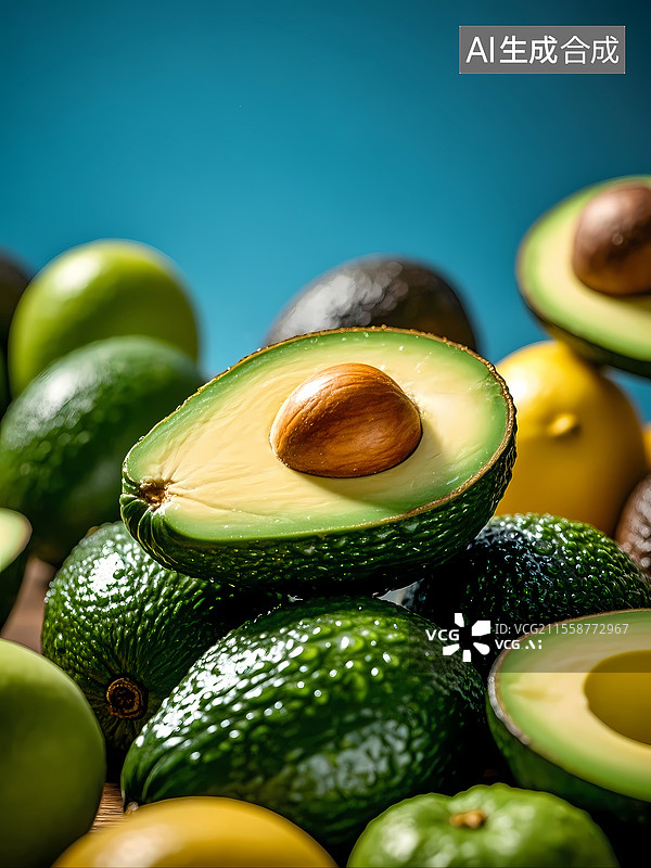 【AI数字艺术】牛油果新鲜水果特写图片素材
