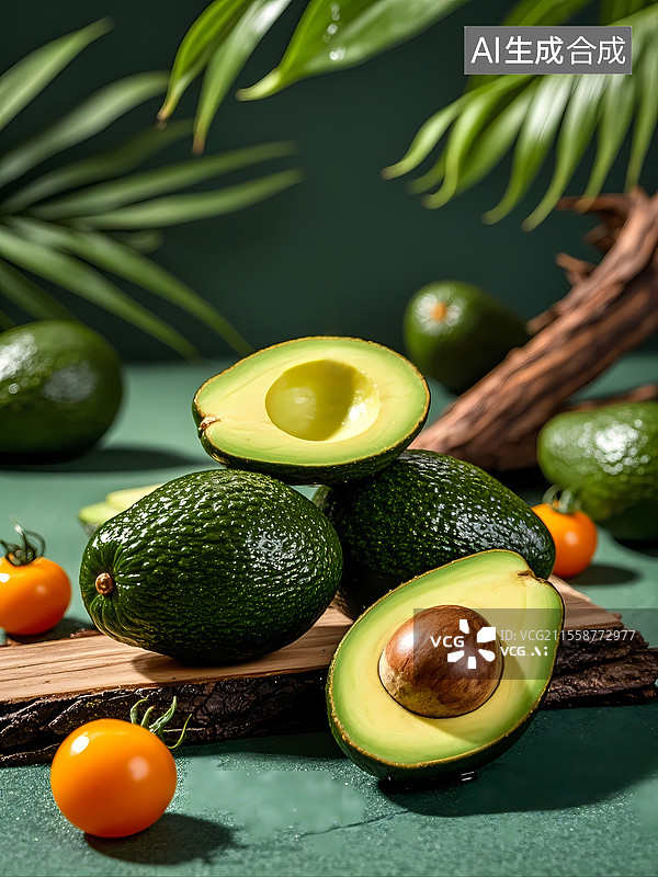 【AI数字艺术】牛油果新鲜水果特写图片素材