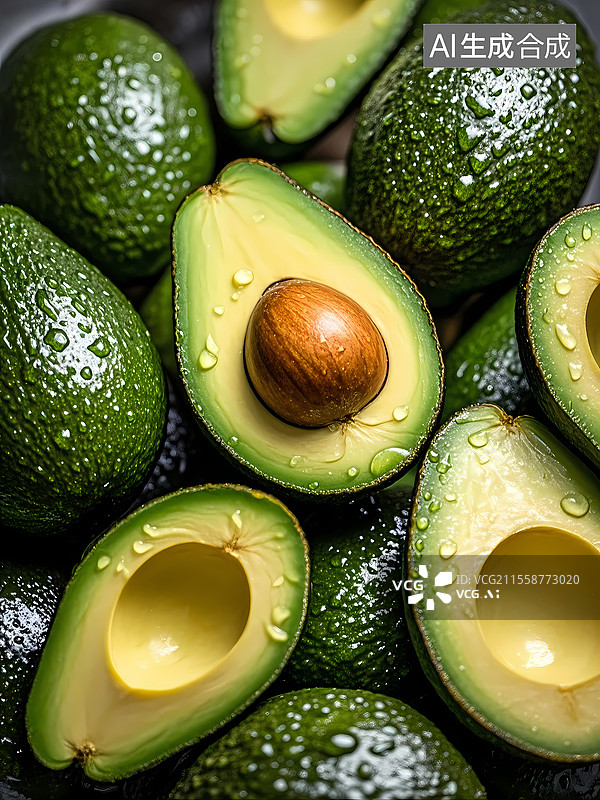 【AI数字艺术】牛油果新鲜水果特写图片素材
