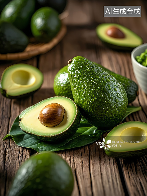 【AI数字艺术】牛油果新鲜水果特写图片素材