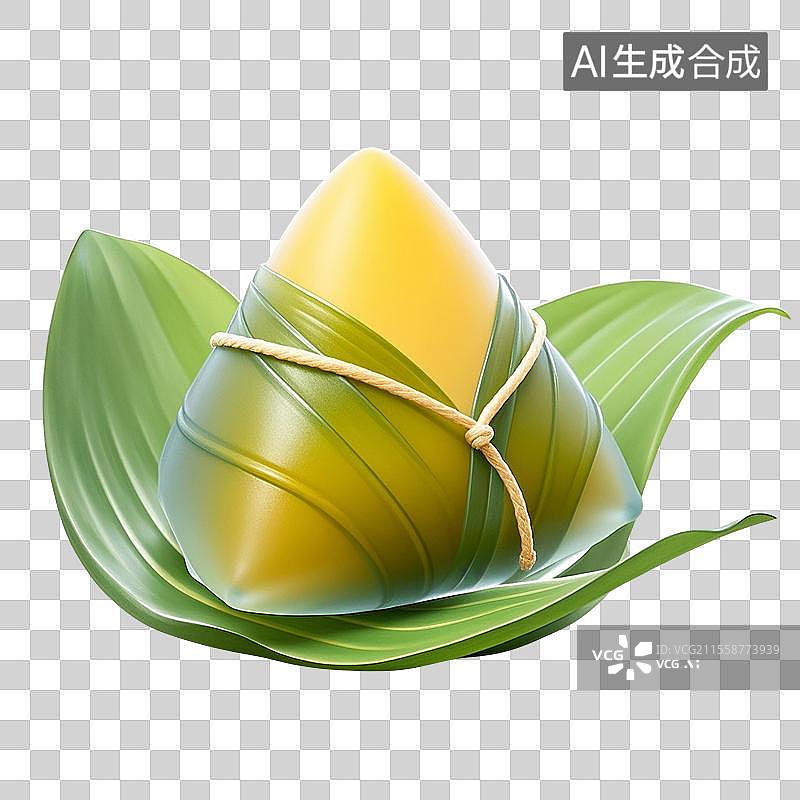 【AI数字艺术】3D渲染，透明磨砂玻璃质感粽子，端午节，传统节日，中国传统美食，免抠元素图片素材