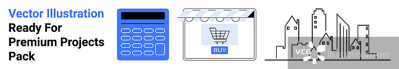 在线购物的财务计算与城市生活图片素材