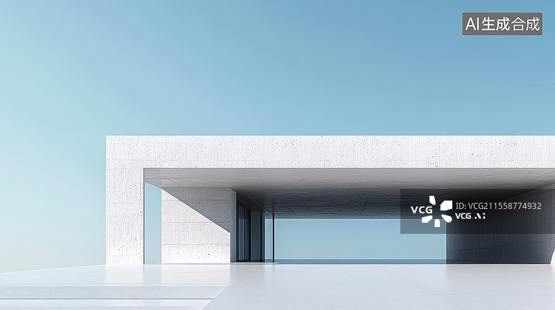【AI数字艺术】海面空旷混凝土建筑结构车库图片素材