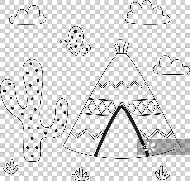 平面轮廓与圆顶帐篷图片素材