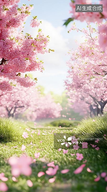 【AI数字艺术】AIGC：春天公园盛开的樱花，自然风光，背景壁纸图片素材