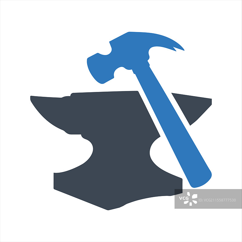 铁匠图标，锤子和铁砧图标图片素材