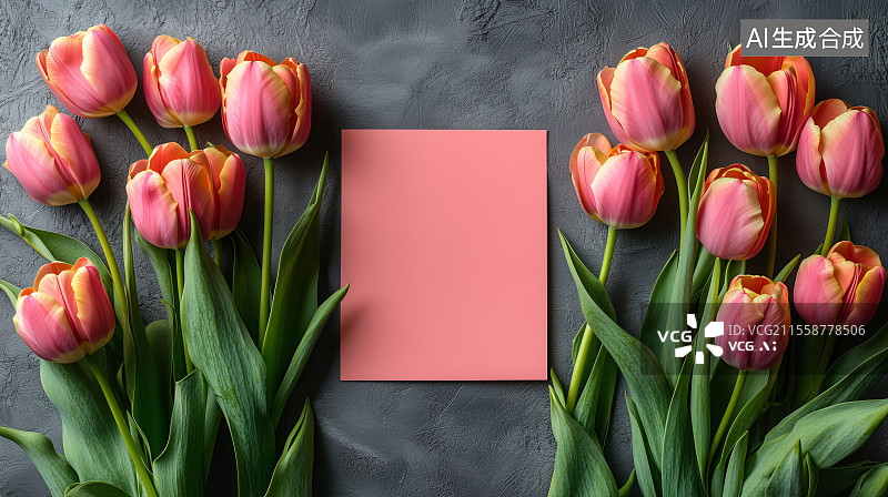 【AI数字艺术】红色郁金香花朵盛开图片素材