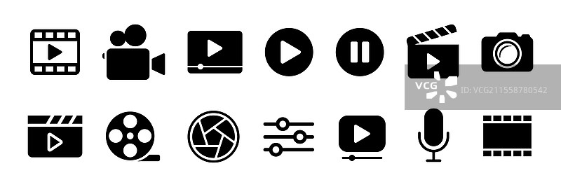 视频播放器图标集和相机图标集图片素材