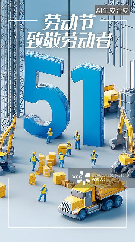 【AI数字艺术】AIGC：五一劳动节海报壁纸图片素材