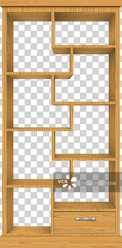 白色背景上的木质展示柜图片素材