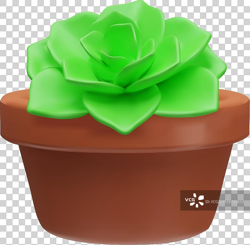 带有绿色多肉植物的3D图像图片素材