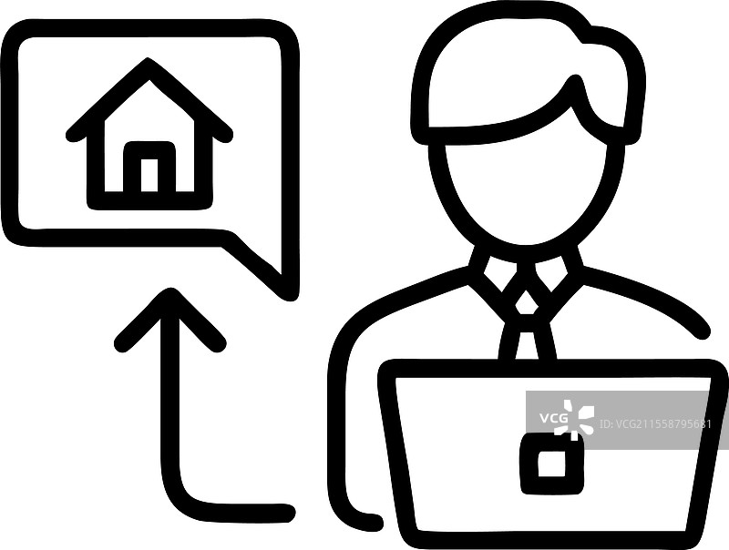 商人使用电脑进行房地产销售图片素材