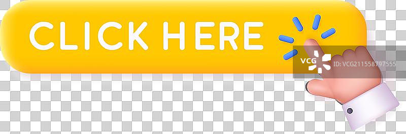 带手指点击的3D按钮“点击这里”图片素材