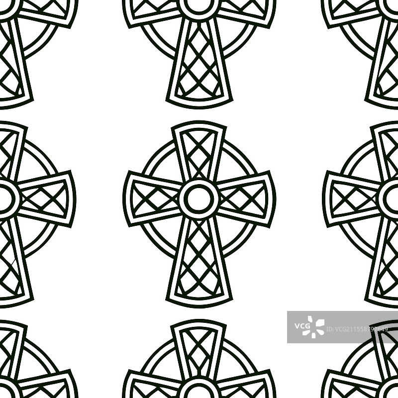 凯尔特十字架无缝瓷砖图案，带有绿色图片素材