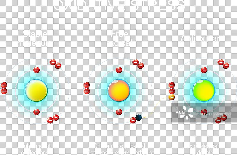 自由基、稳定分子和抗氧化剂图片素材