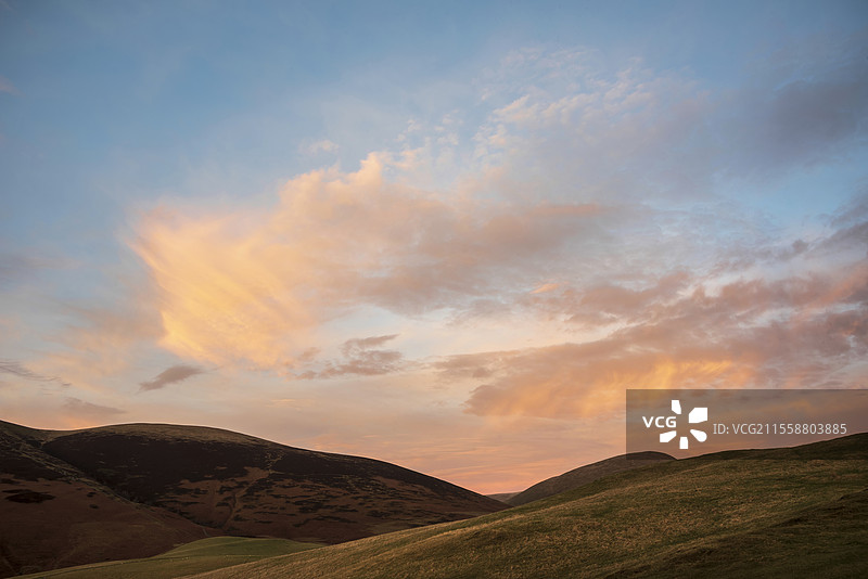 湖区拉特里格山上美丽的冬季日落风景图片素材