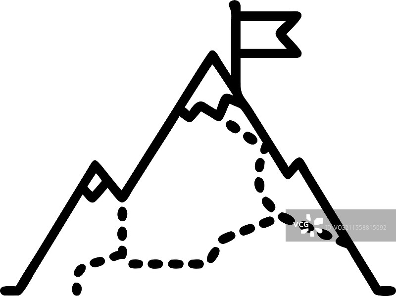 由线条和三角形构成的山顶旗帜图片素材