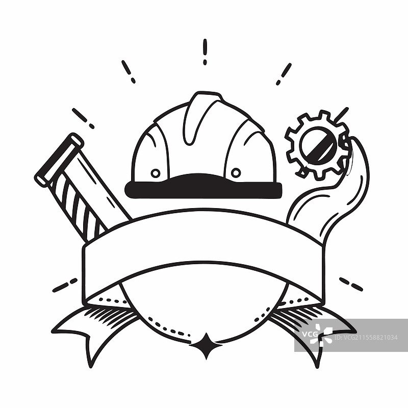 安全帽和工作靴的边框，庆祝劳动节图片素材