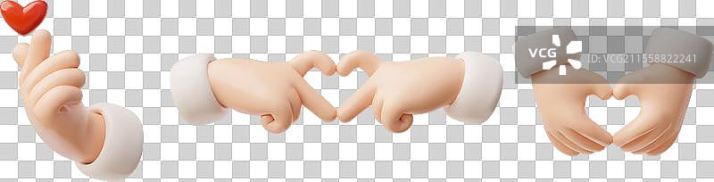手势做心形的3D图标图片素材