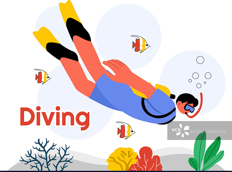 潜水运动，特色为水下游泳图片素材