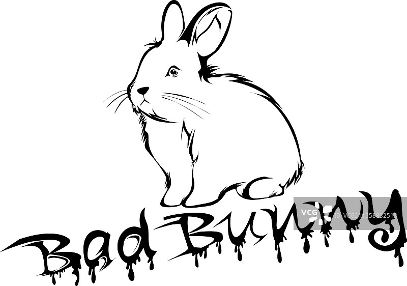 著名说唱歌手坏兔子的酷炫轮廓艺术图片素材