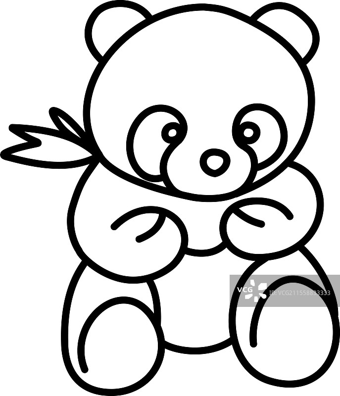 可爱的卡通熊猫坐着，线条艺术风格图片素材