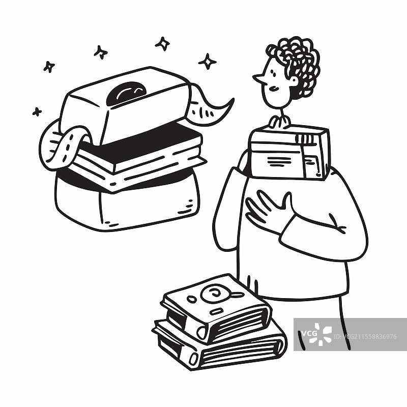 拿着校车午餐盒和作业的人图片素材