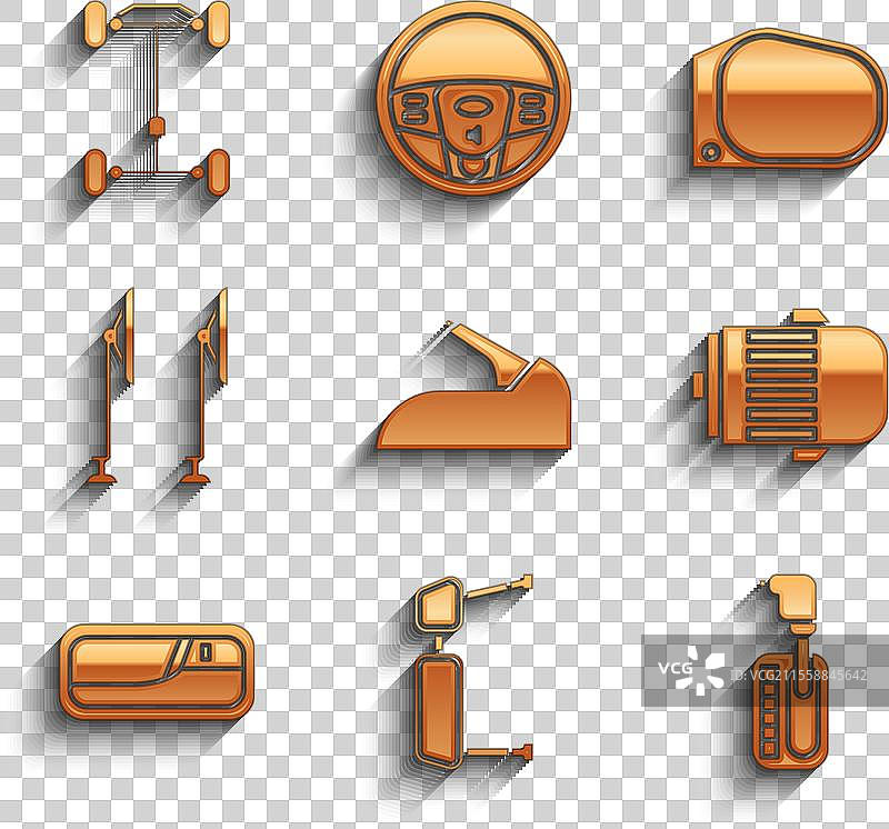 设置汽车手刹、卡车侧镜、换挡杆图片素材