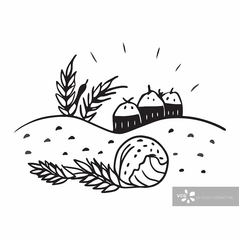 细腻的秋季收获无缝图案与干草图片素材