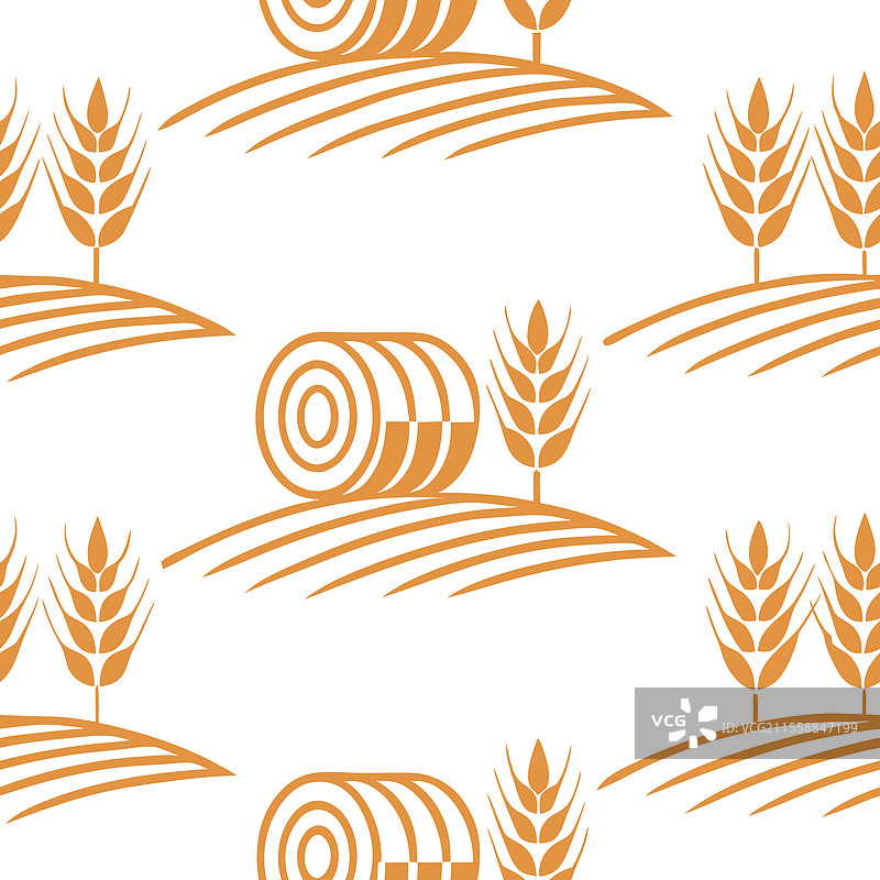 细腻的秋季收获无缝图案与干草图片素材