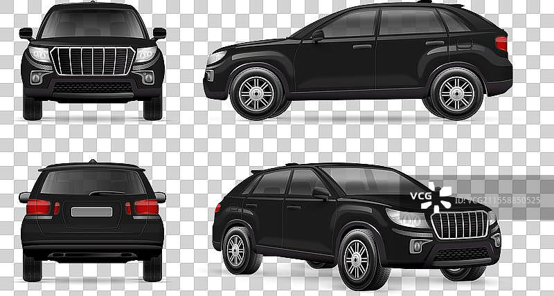 逼真的黑色SUV 3D越野车 4x4 汽车图片素材