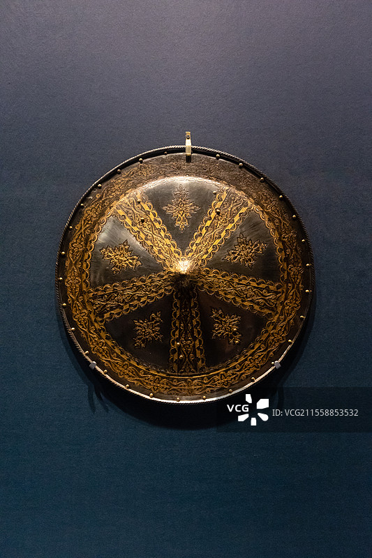 制作精良纹饰华丽的16世纪欧洲骑士用盾牌图片素材