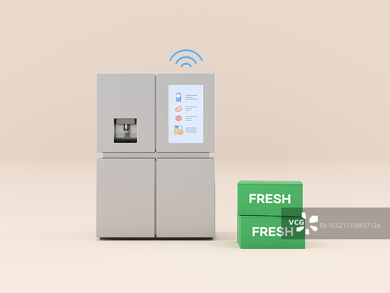 3D，3D设计，人工智能，物联网，冰箱图片素材