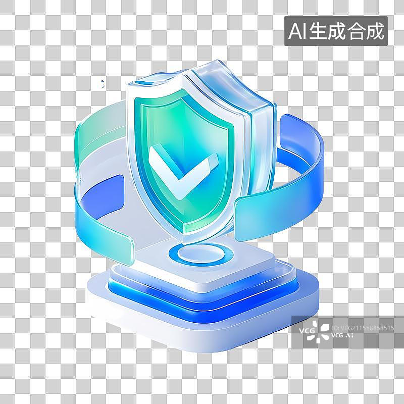 【AI数字艺术】安全护盾守护数字信息图片素材