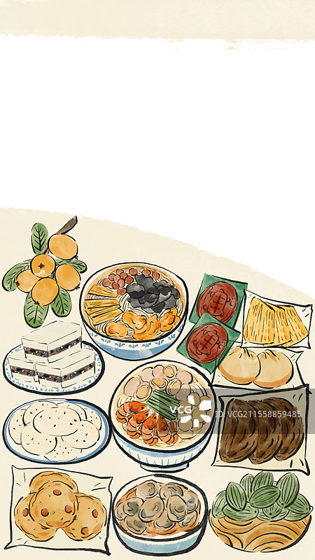 水墨风莆田美食插画图片素材