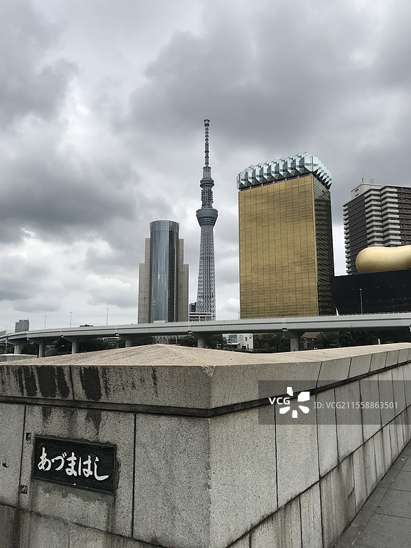 阴天从吾妻桥看晴空塔/天空树图片素材