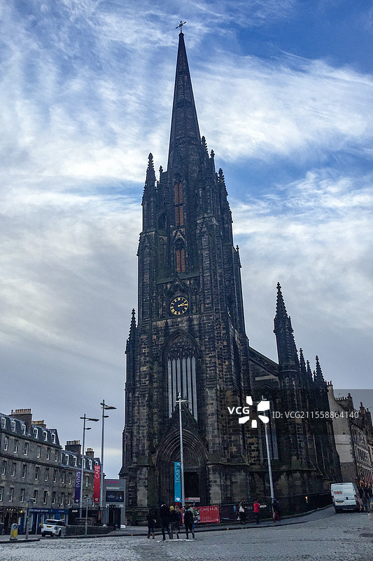 英国苏格兰爱丁堡的皇家英里街的教堂建筑图片素材