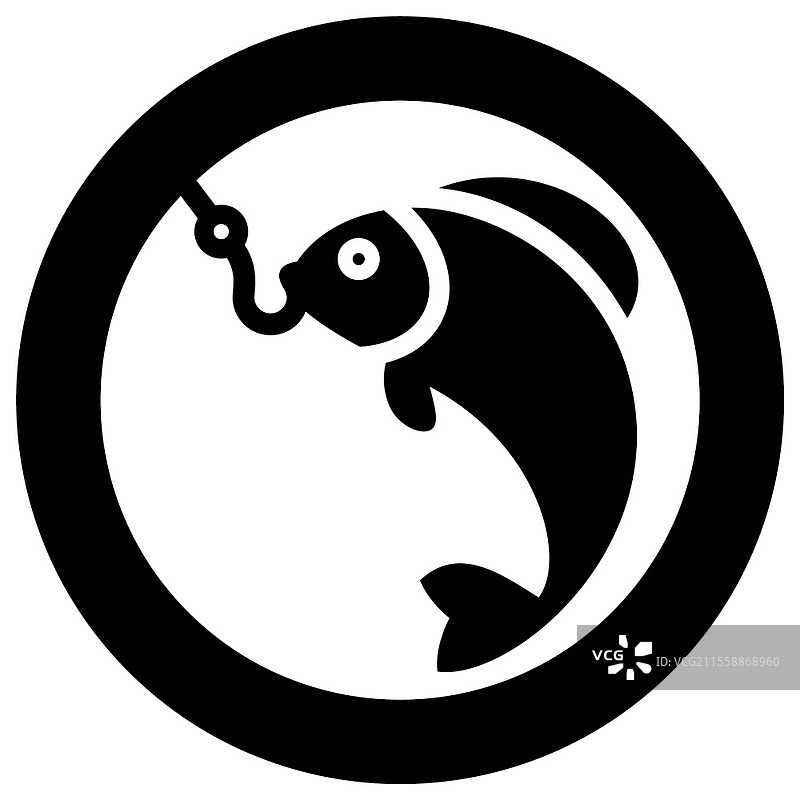 禁止钓鱼标志，现代圆形贴纸图片素材