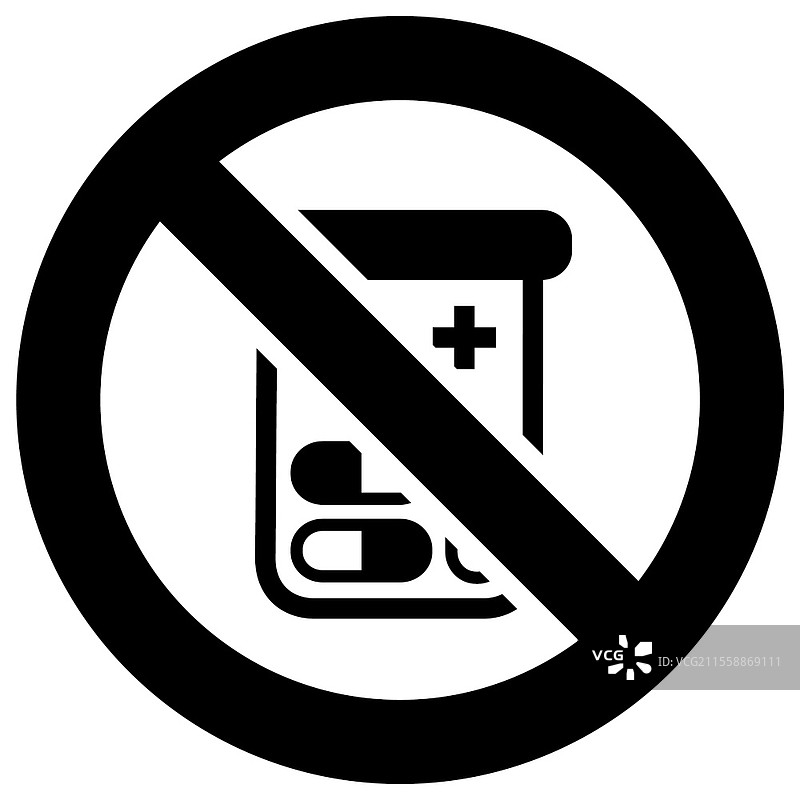 禁止药物或药丸标志，现代圆形贴纸图片素材