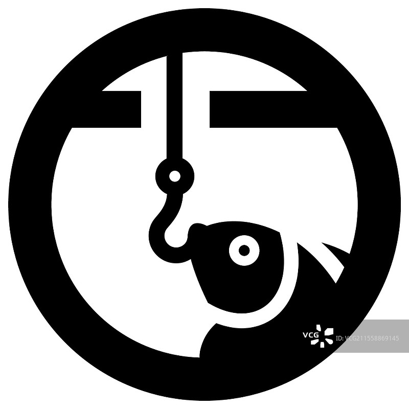 禁止钓鱼标志，现代圆形贴纸；允许冰钓标志图片素材