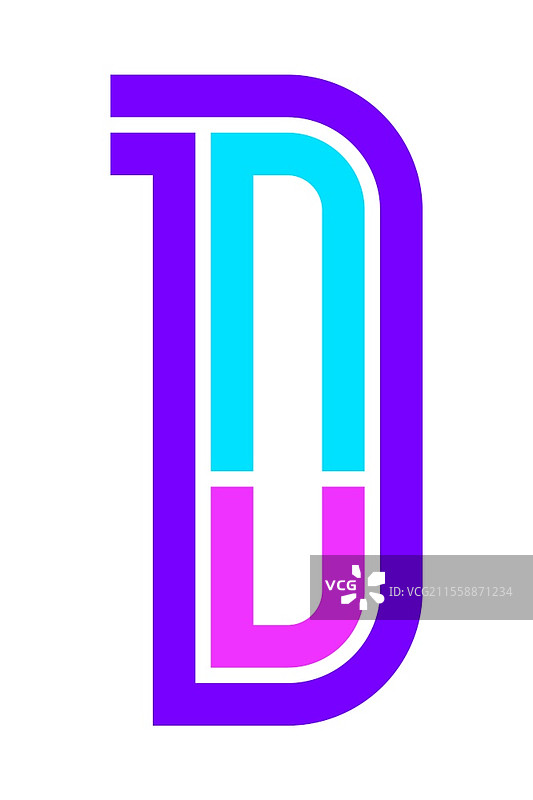 时尚字体。新字母，五彩斑斓的字母D。时尚字体。新字母，五彩斑斓的字母。图片素材