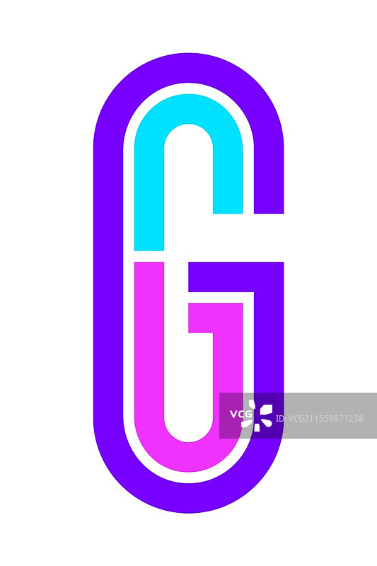 时尚字体。新字母，五彩斑斓的字母G。时尚字体。新字母，五彩斑斓的字母。图片素材