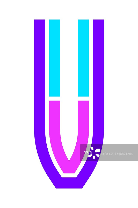 时尚字体。新字母，五彩缤纷的字母V。时尚字体。新字母，五彩缤纷的字母。图片素材