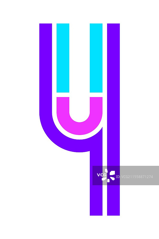 时尚字体。新字母，五彩斑斓的数字四。时尚字体。新字母，五彩斑斓的字母。图片素材