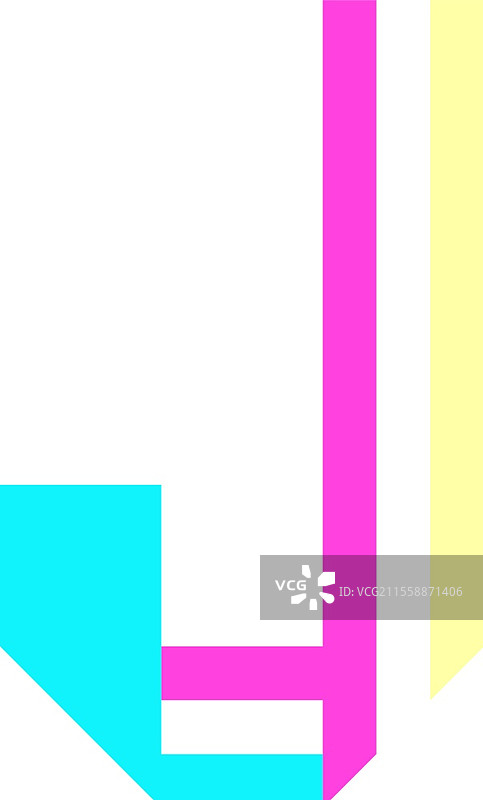 用彩色纸张折叠的字母部分，字母J，矢量插图。用彩色纸张折叠的字母部分，字母A。图片素材