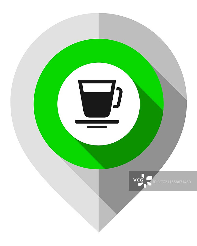 地图图钉，杯子符号，折叠的灰色纸质GPS指针图片素材