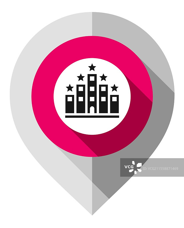 灰色纸折叠的地图图钉、酒店符号和GPS指针图片素材