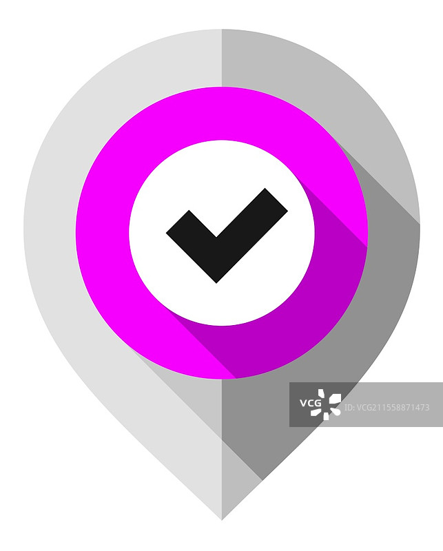 灰色纸折叠的地图图钉、勾号符号和GPS指针图片素材